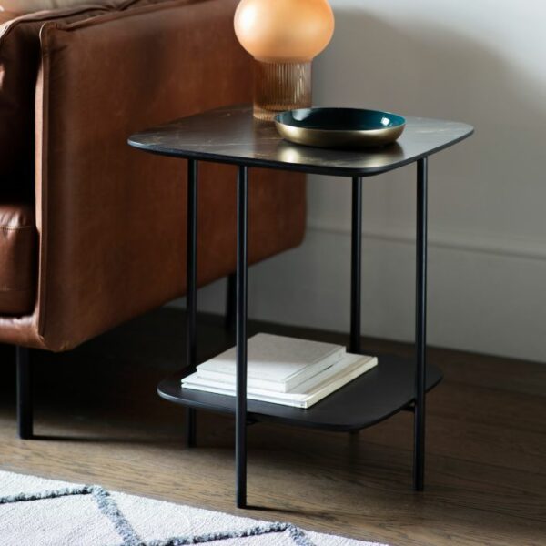 largo side table black faux marble