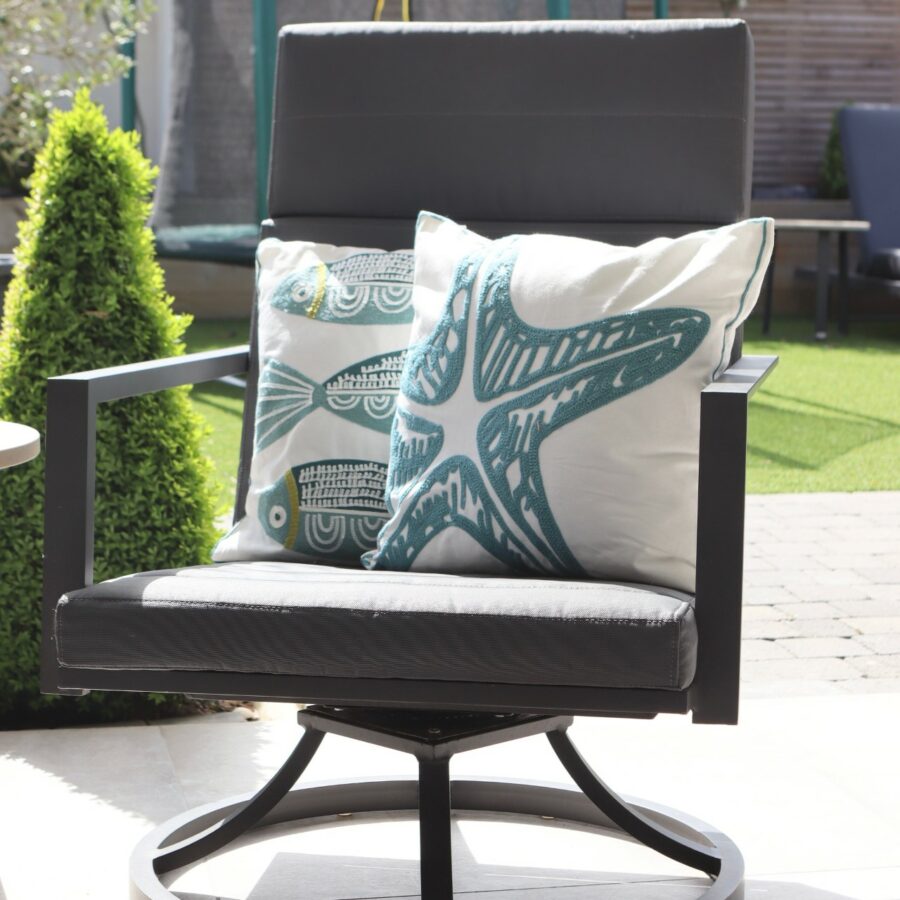 two coastal outdoor/indoor square cushions