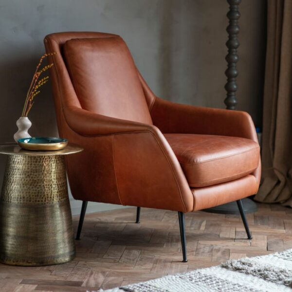 tulare armchair in tan leather