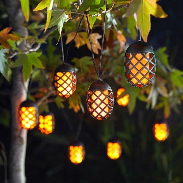 flame solar string lights