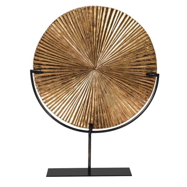 gold ribbed disc on stand