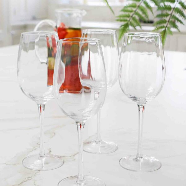 four ribbed white wine glass