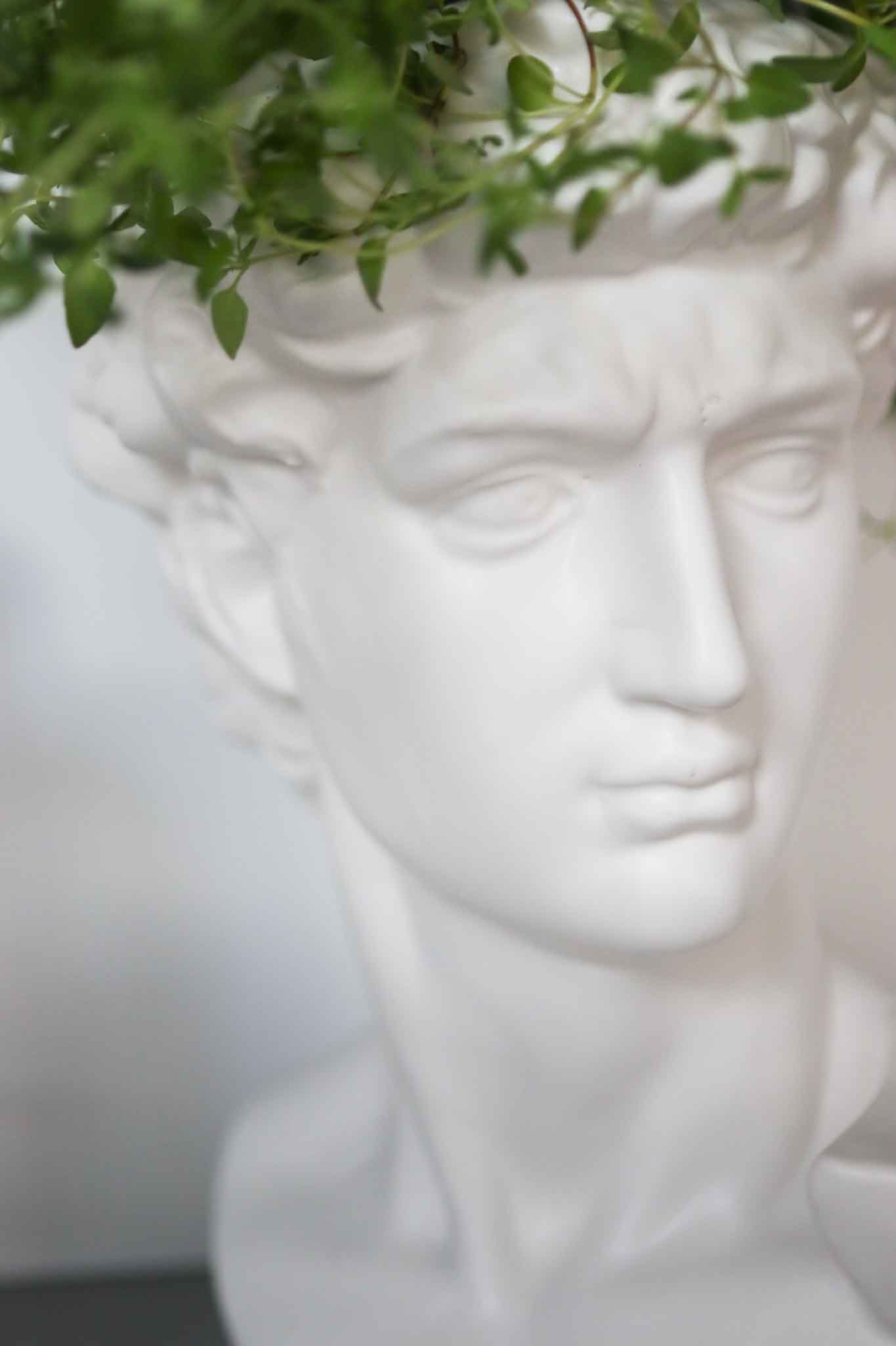 faux marble grecian bust planter