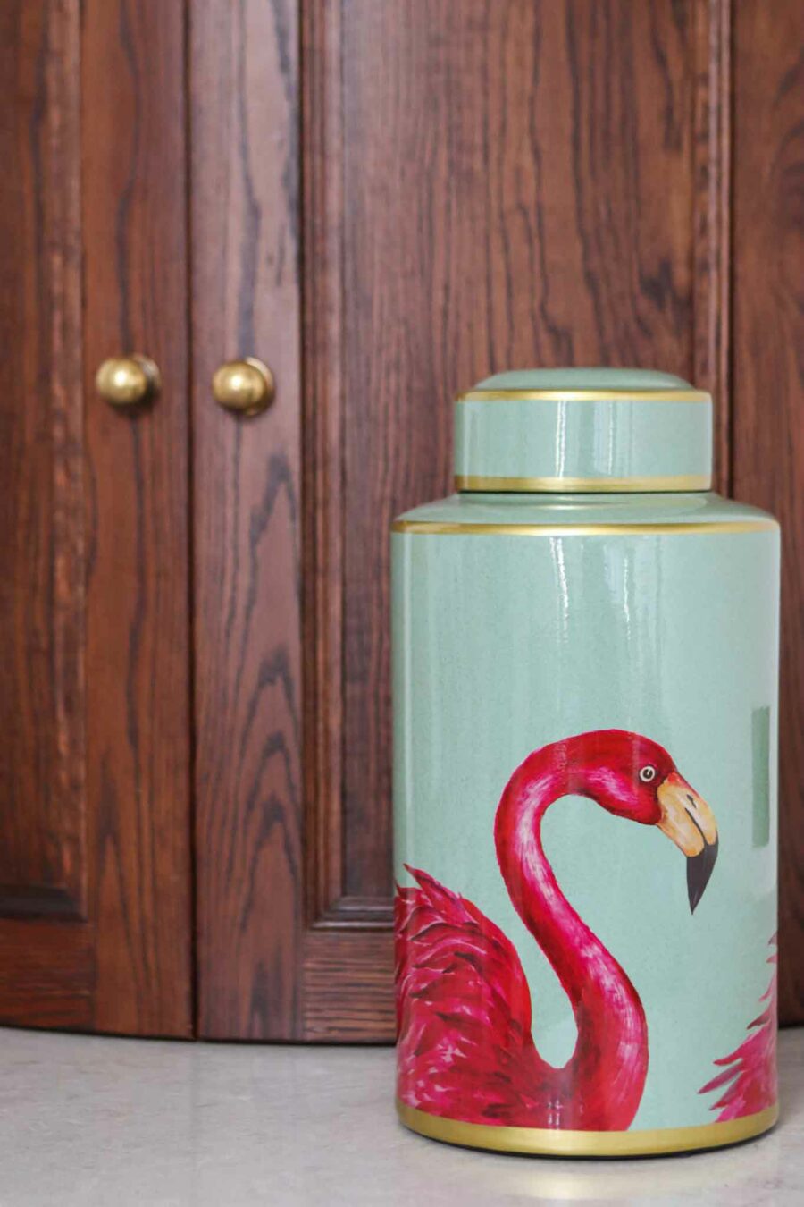 flamingo lidded jar