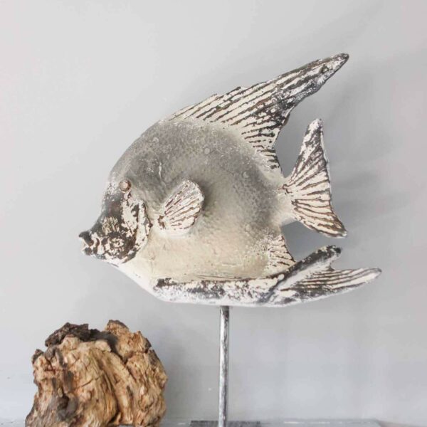 distressed angel fish model on stand