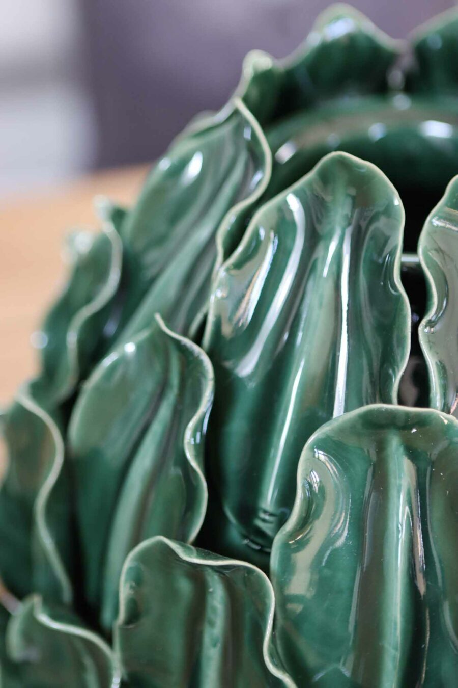 handmade green artichoke ceramic vase