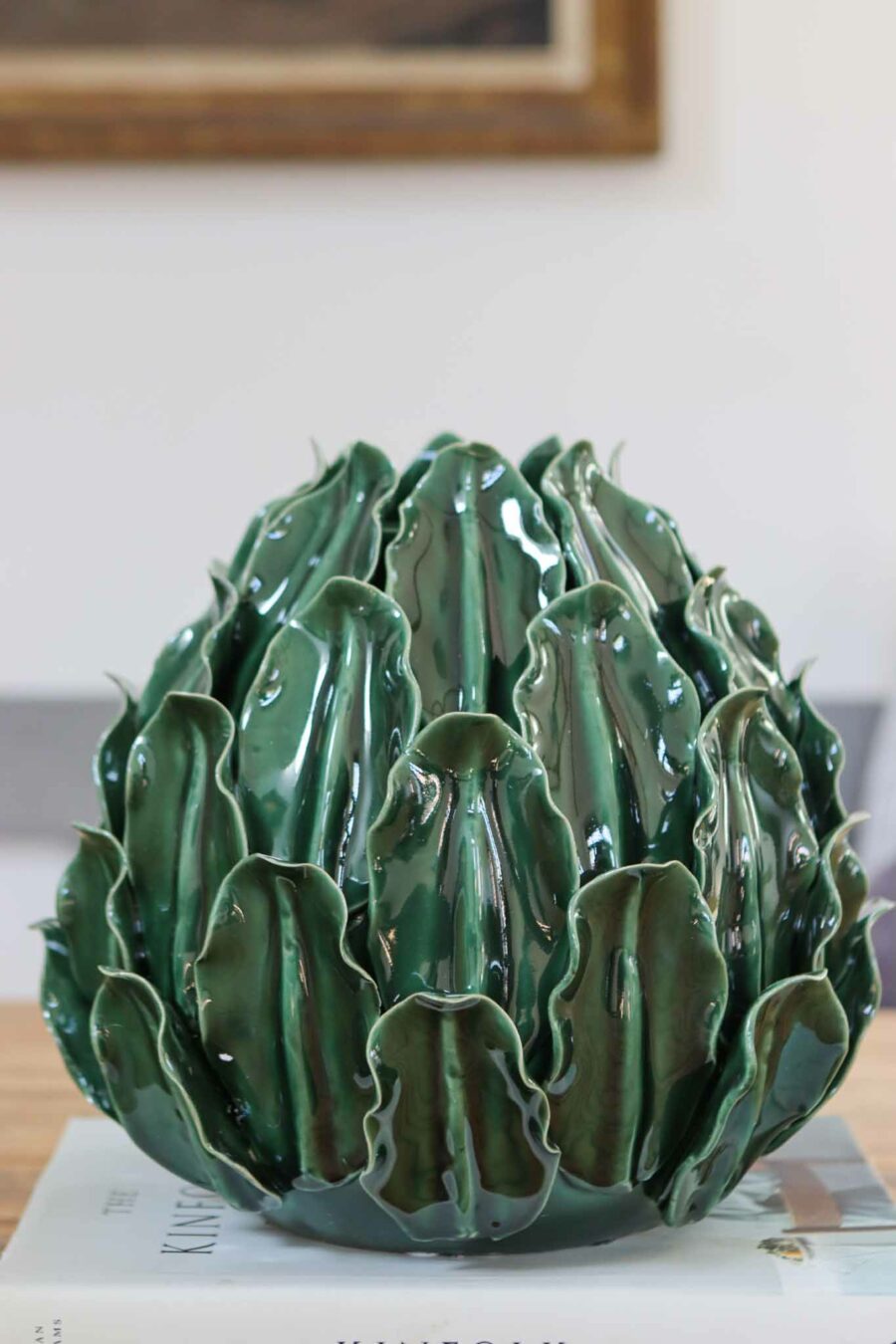 handmade green artichoke ceramic vase