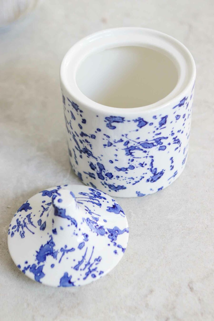 blue mottled ceramic jar
