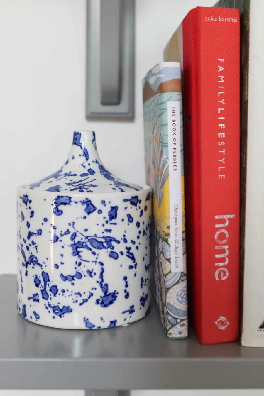 blue mottled ceramic jar