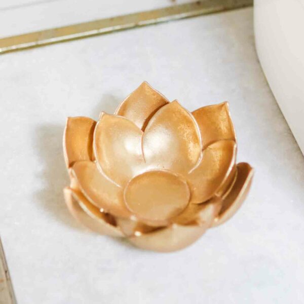 gold lotus tea light holder