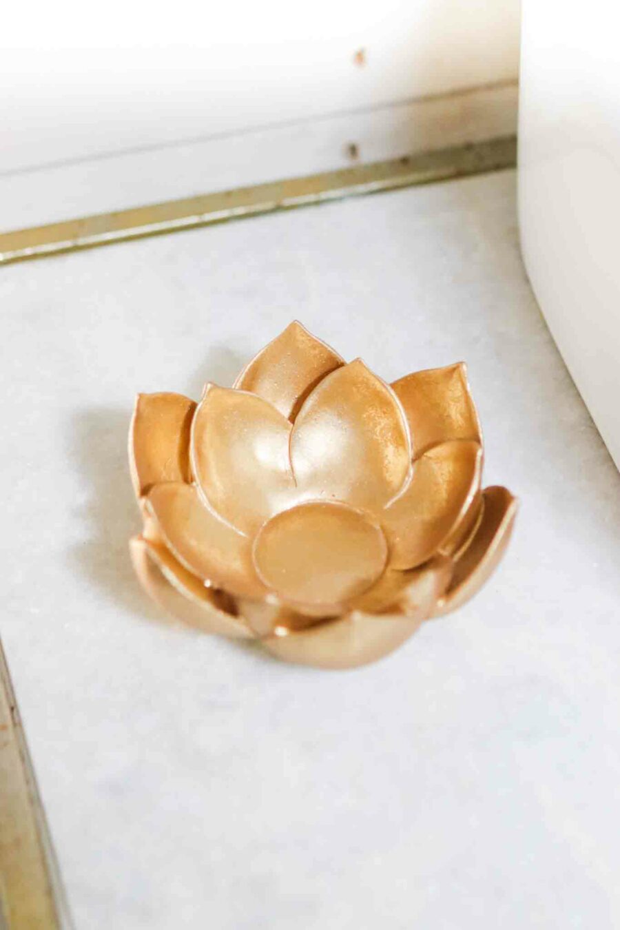gold lotus tea light holder