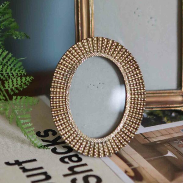 beaded gold oval photo frame