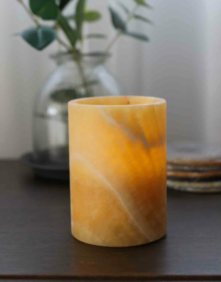 small marble led candle
