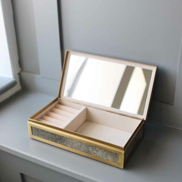 large grey leather jewellery box