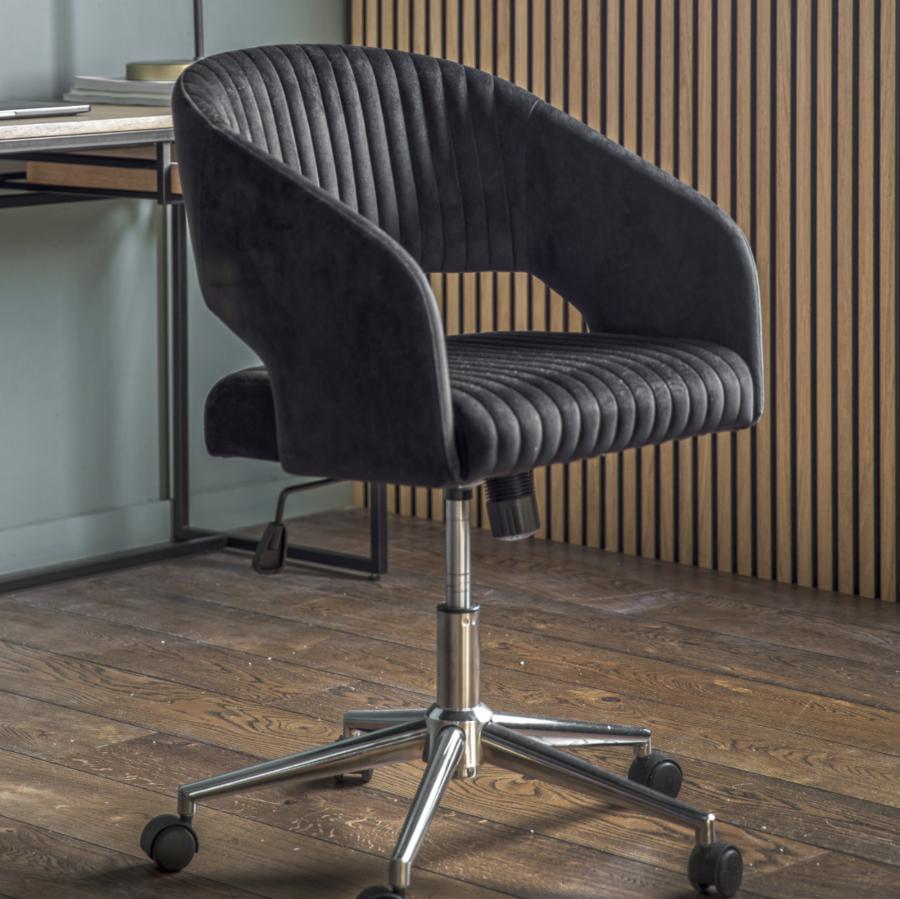 veneto swivel chair black velvet