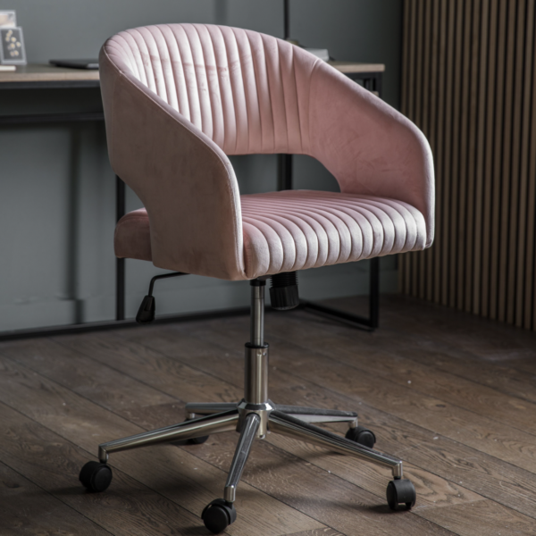 veneto swivel chair pink velvet