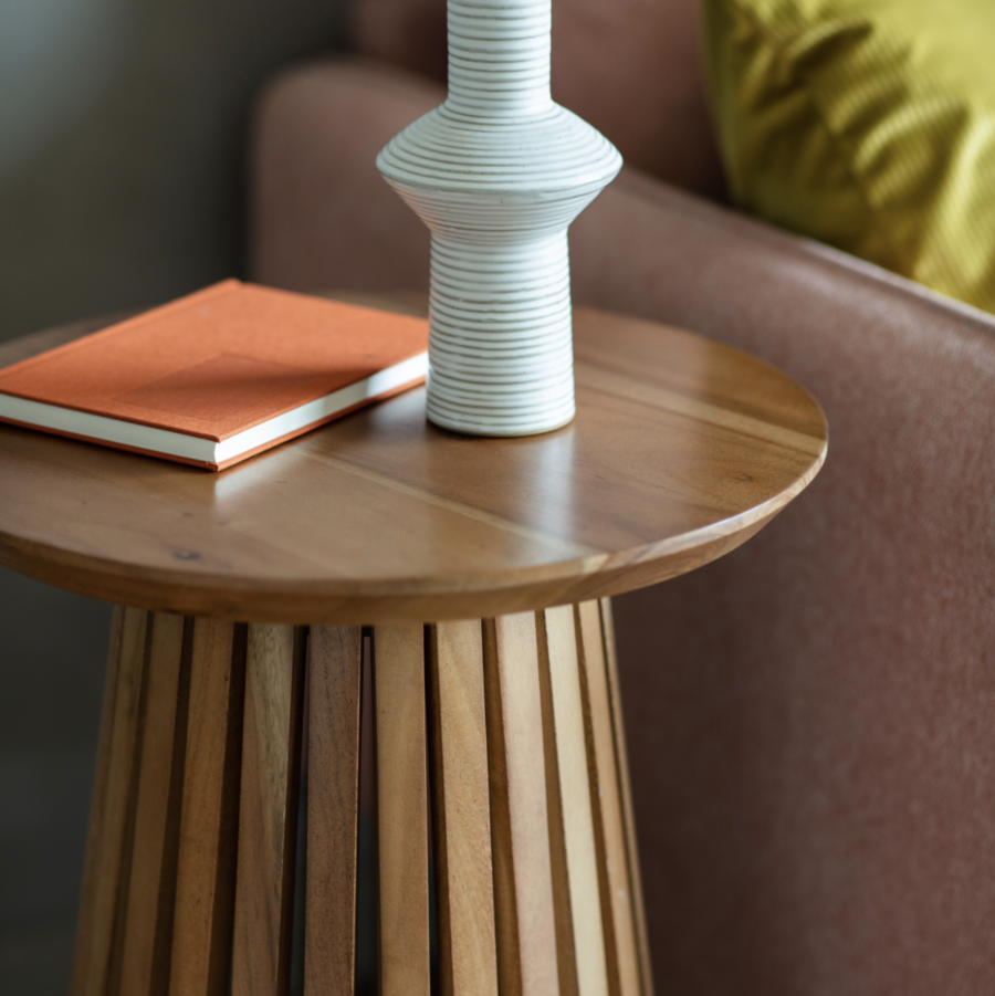 veni slatted side table