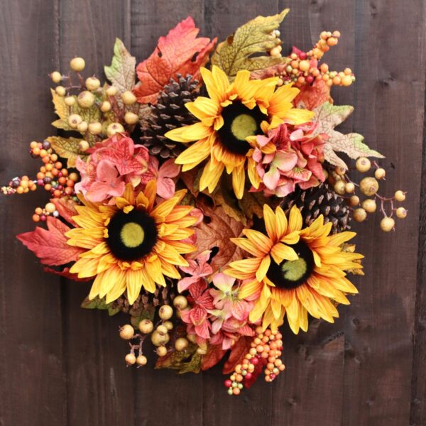 sunflower traditional autumnal wreath