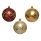six pearl, light gold and oxblood baubles
