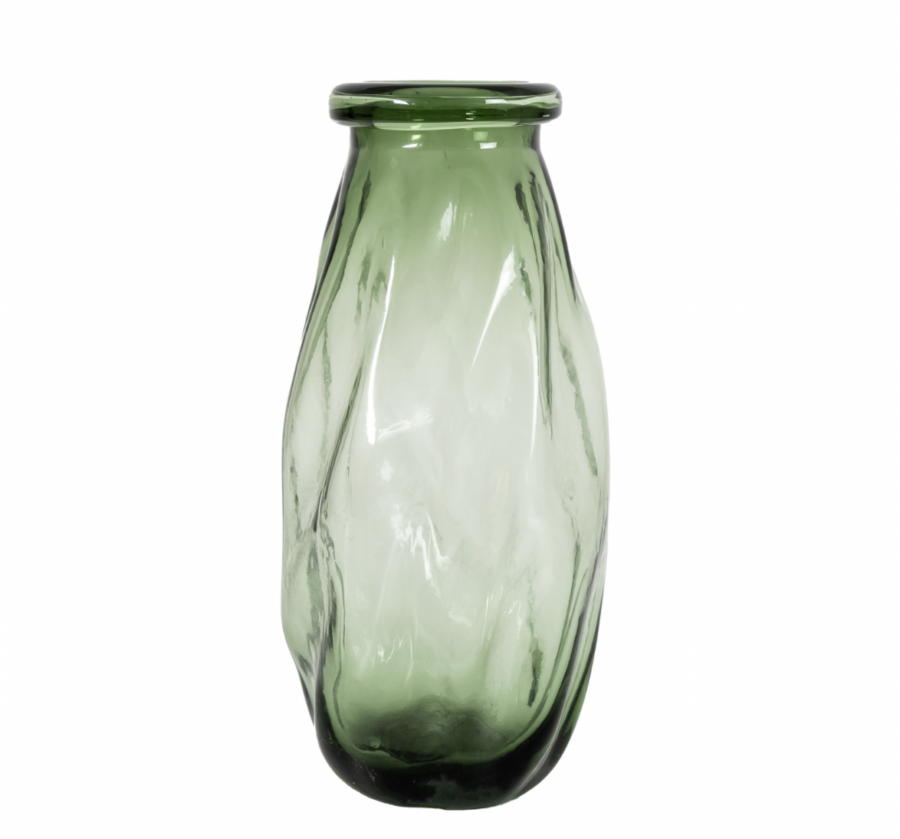 green rolled tulip vase