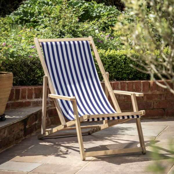 striped navy and white deck chair