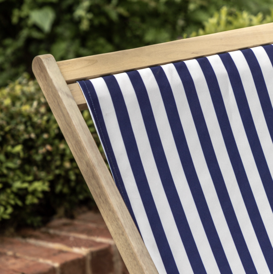 striped navy and white deck chair