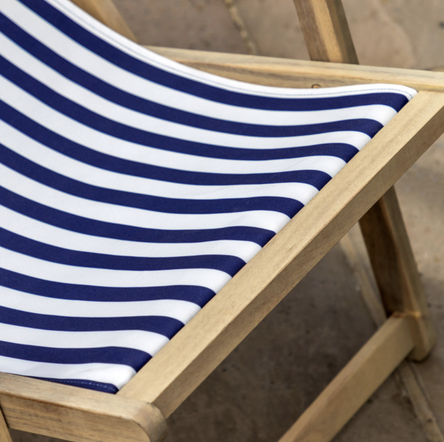 striped navy and white deck chair