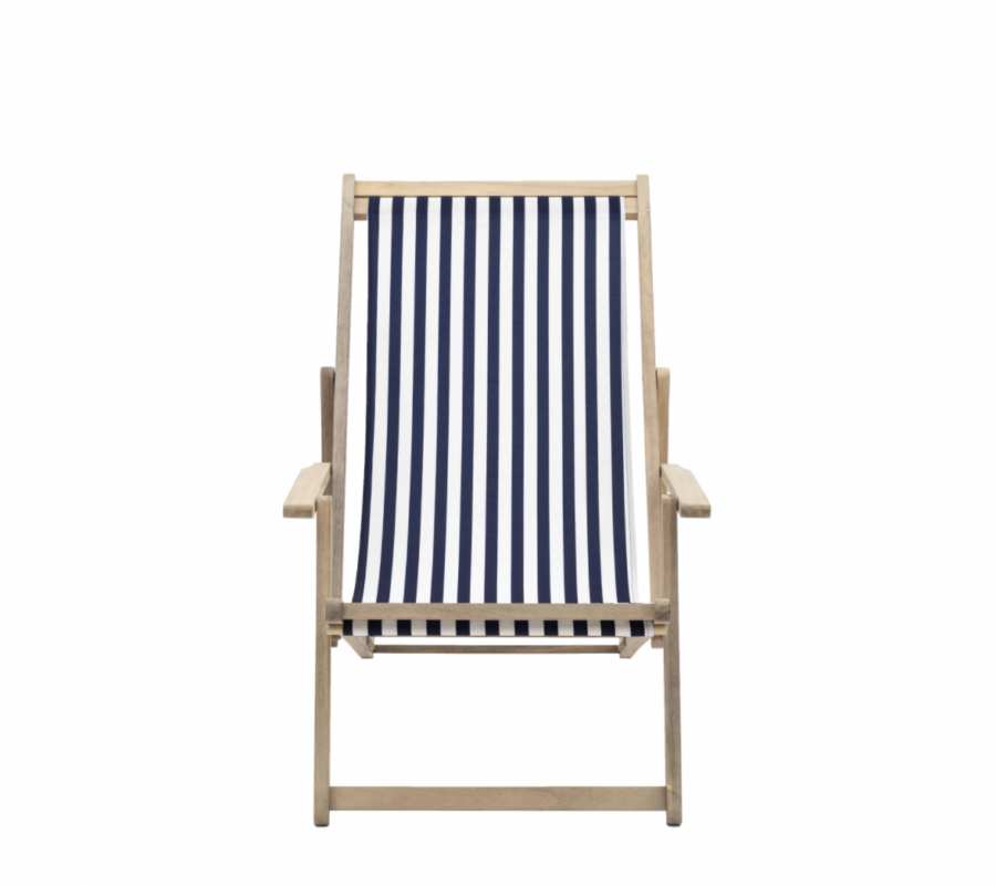 striped navy and white deck chair