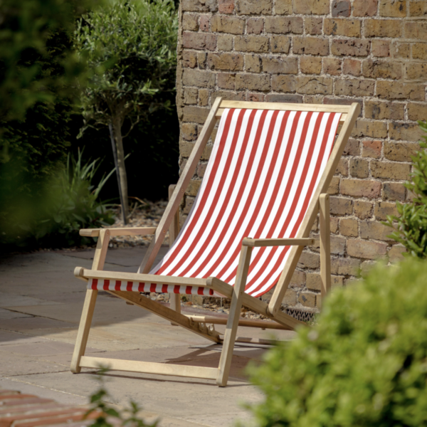 striped red and white deck chair