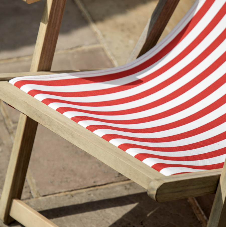 striped red and white deck chair