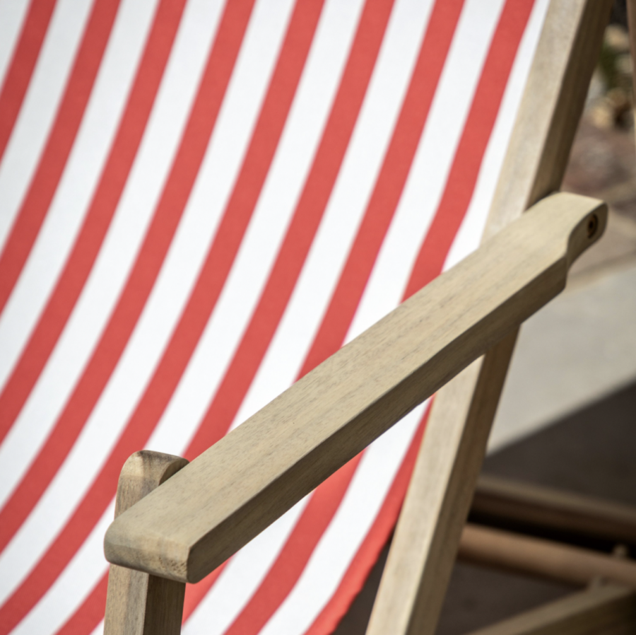 striped red and white deck chair