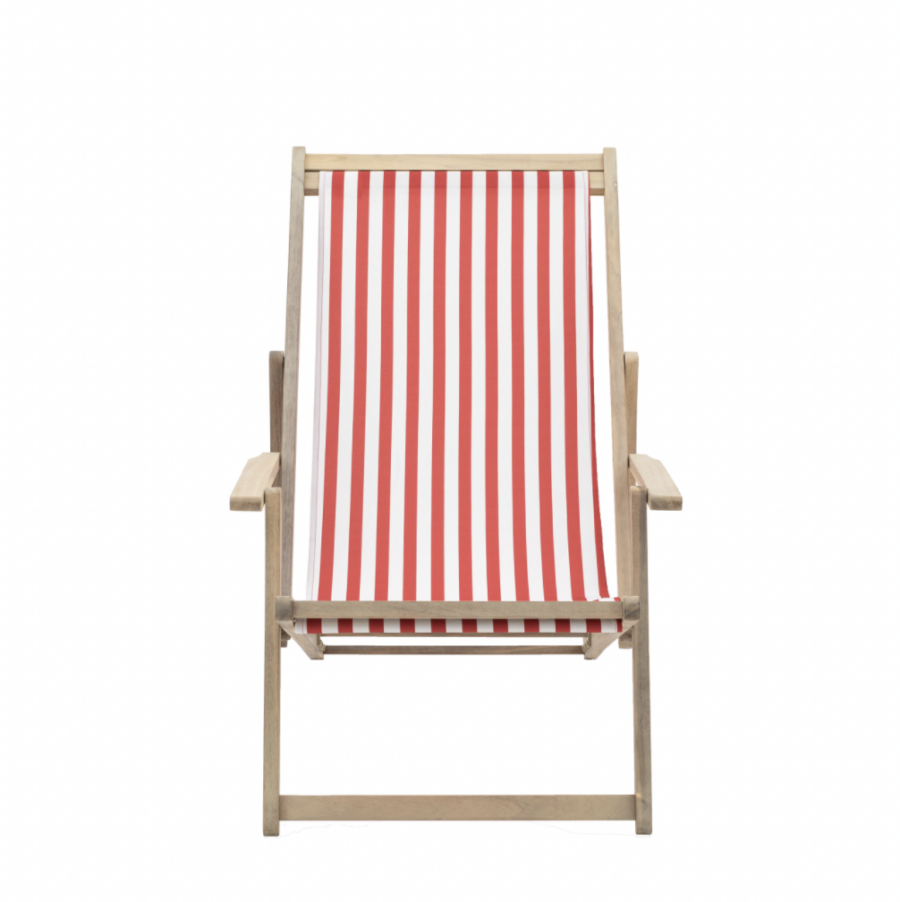 striped red and white deck chair