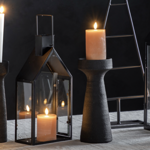 black zuma pillar candle holder