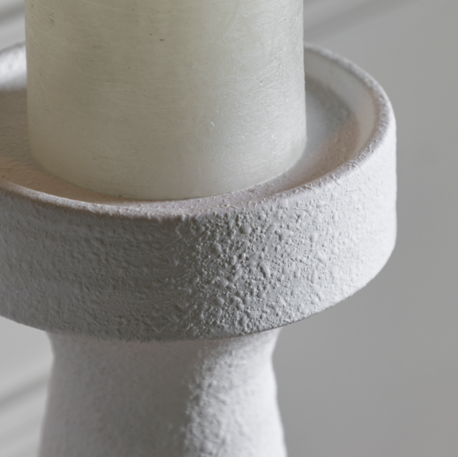 white zuma pillar candle holder