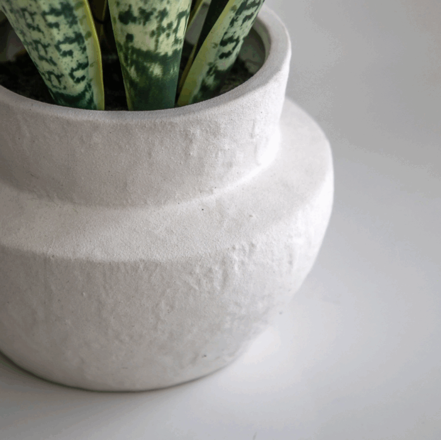 faux snake plant in ceramic pot