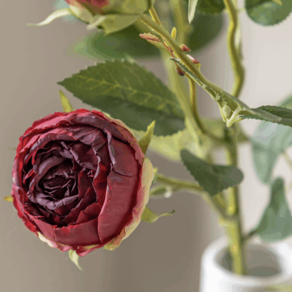 faux stem vintage rose 6 pack red