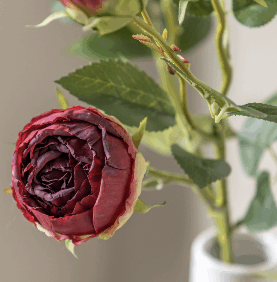 faux stem vintage rose 6 pack red