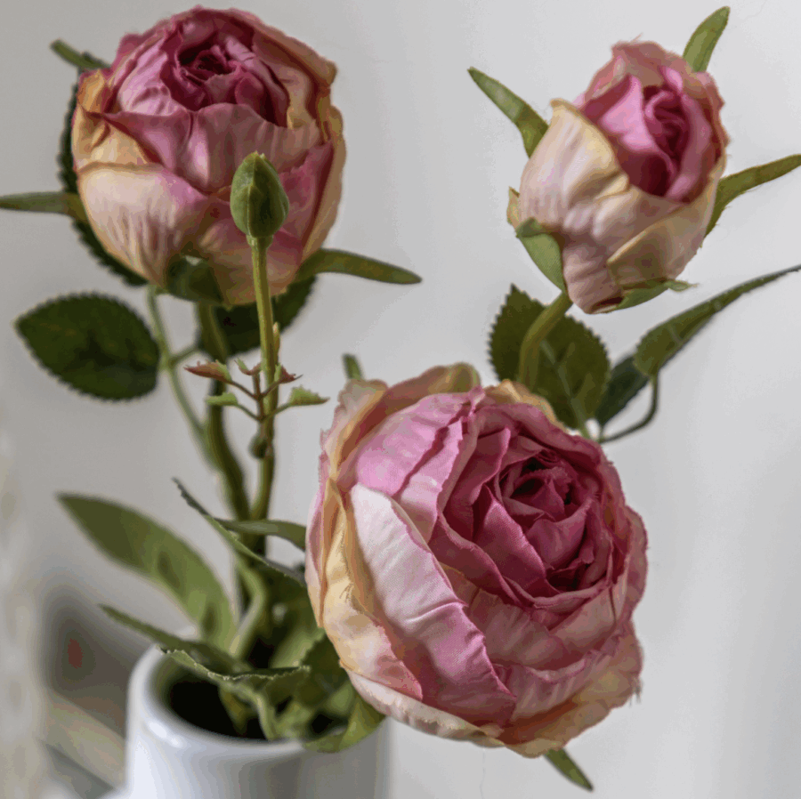 faux stem vintage rose 6 pack pink