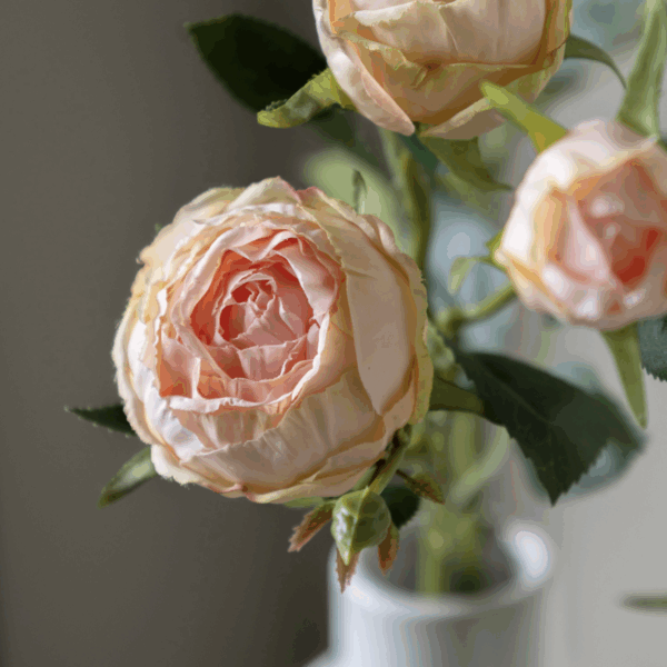 faux stem vintage rose 6 pack white