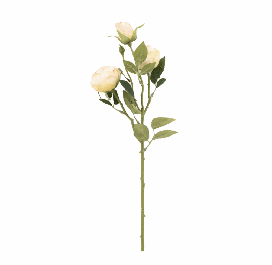 faux stem vintage rose 6 pack white