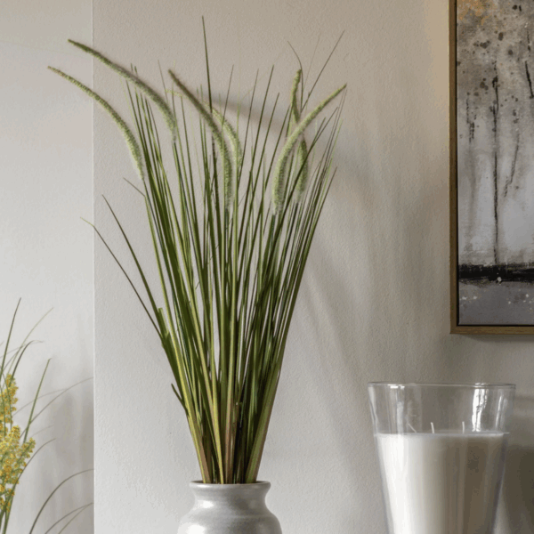 potted grass with feathered wildflower