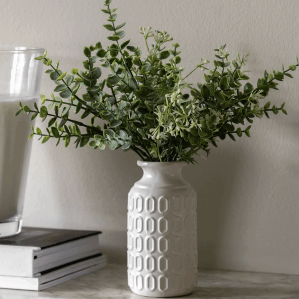 retro vase with eucalyptus
