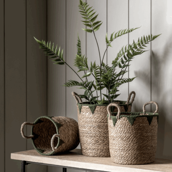elgon baskets natural & green set of 3