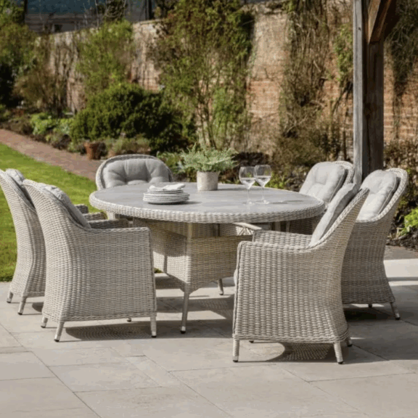 randol 6 seater round dining set