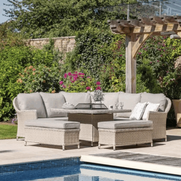 ventura corner square dining set with fire pit