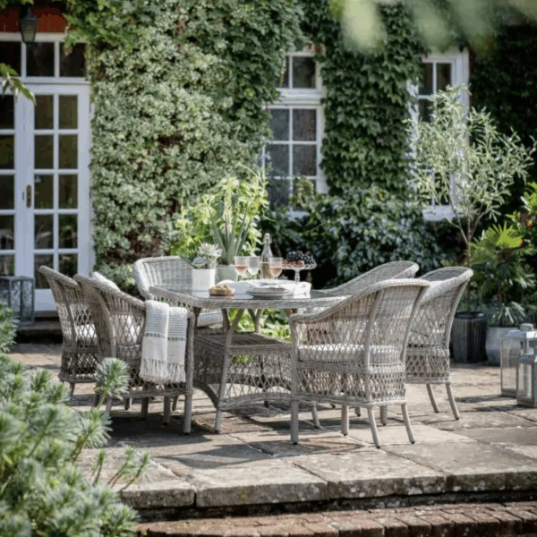 cotswold 6 seater oval dining set stone