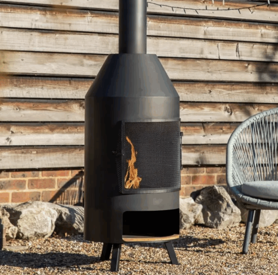 neze chiminea with pizza shelf