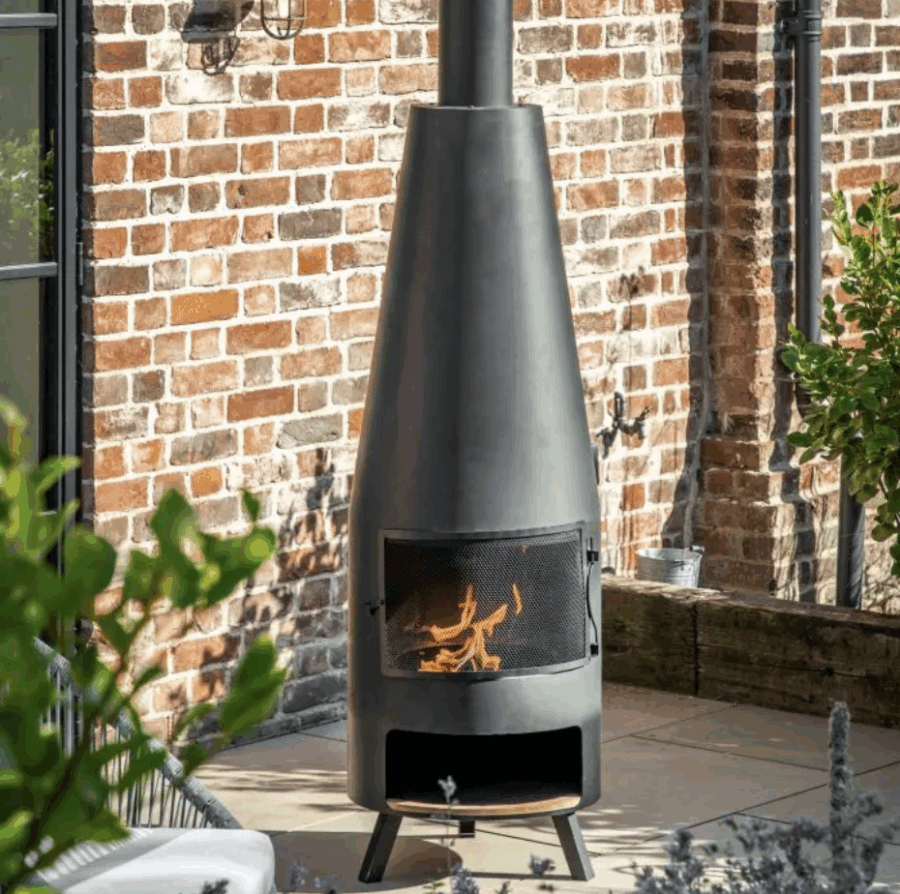 gina chiminea with pizza shelf
