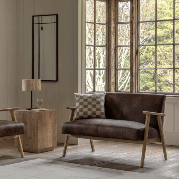 duckworth 2 seater leather sofa