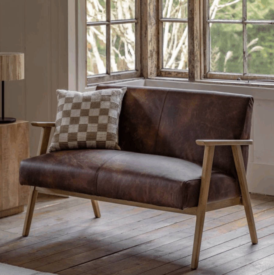 duckworth 2 seater leather sofa